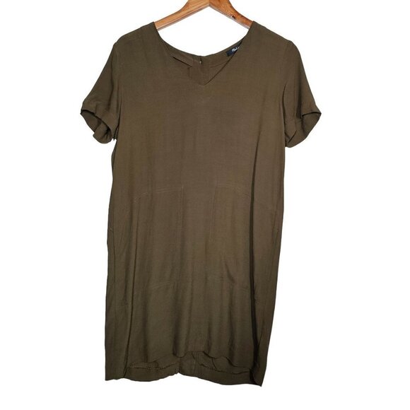 Madewell Button-Back Easy V-Neck Short Sleeves Dress Pockets Brown Women Size XS - Picture 4 of 16